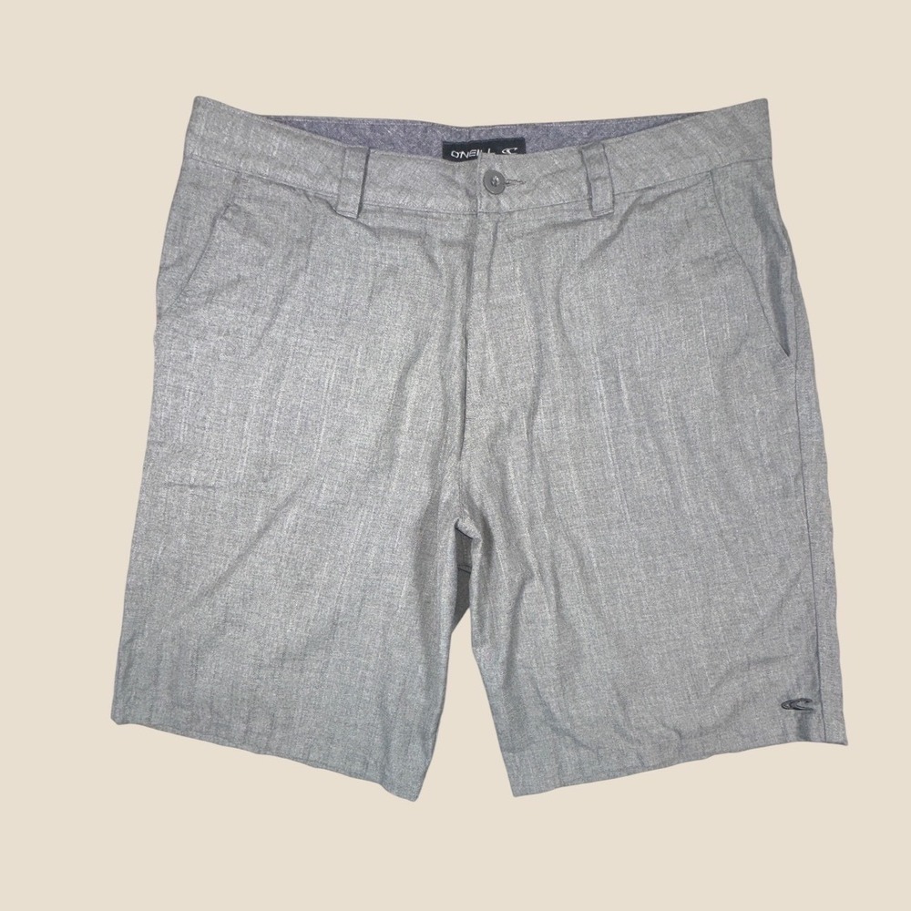 O'Neill Mens Hybrid Walk Shorts Gray Pinstripe Heather Size 36 Casual Surf Wear